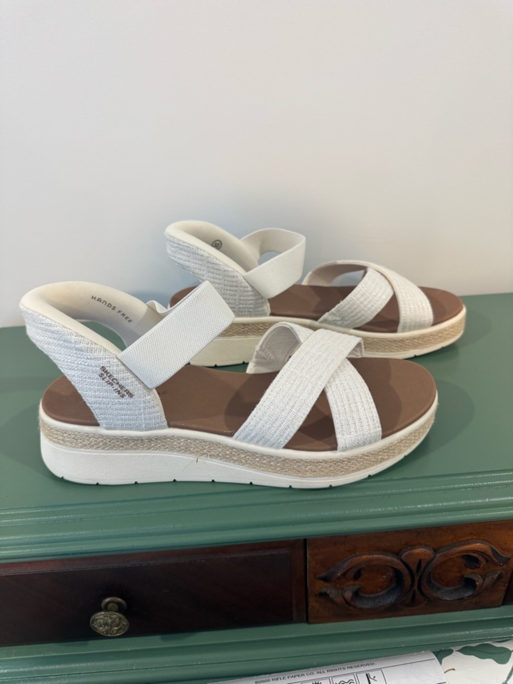 Skechers Women’s White Cross-Strap Plush Foam Sandals